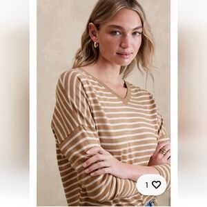 Banana Republic Womens Sweater Casual V-neck Stripes